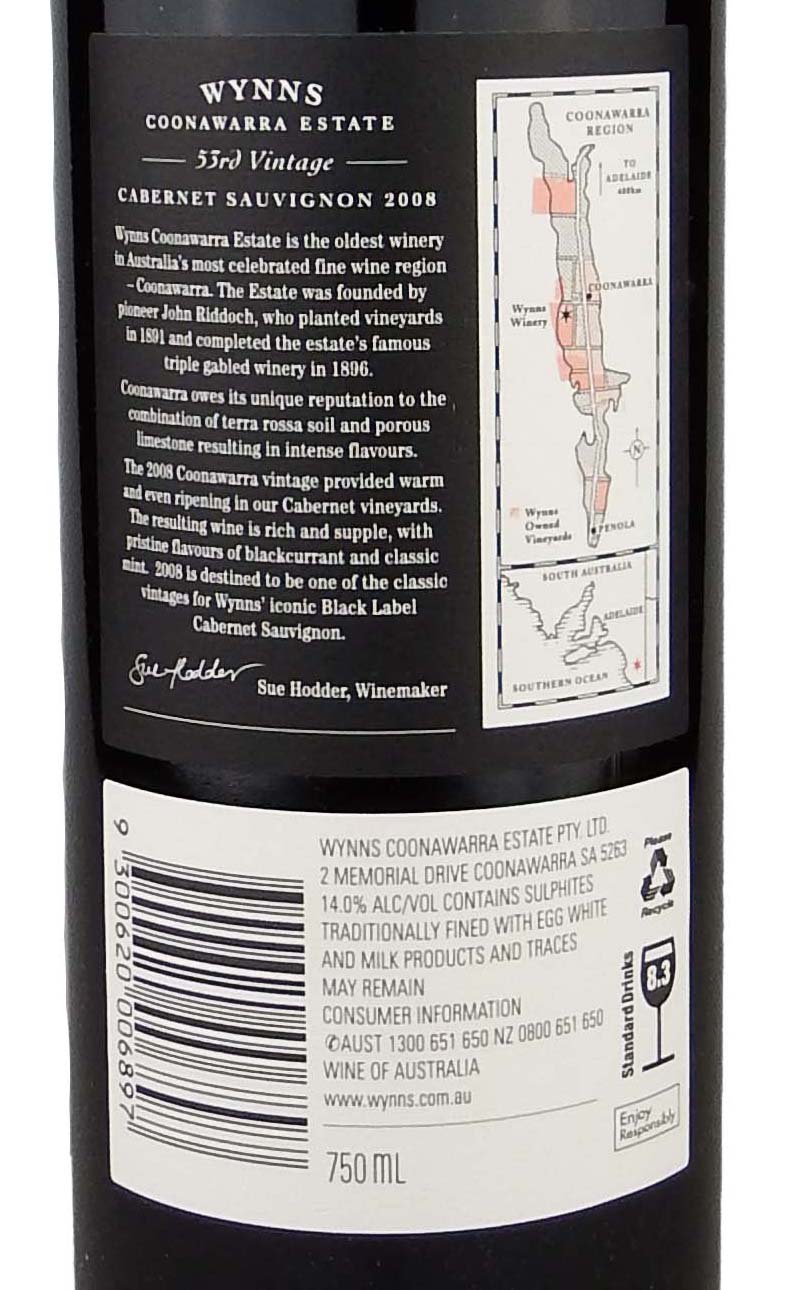 It is a photo of Légend Wynns Coonawarra Estate Black Label Cabernet Sauvignon This is a graphic of Légend Wynns Coonawarra Estate Black Label Cabernet Sauvignon